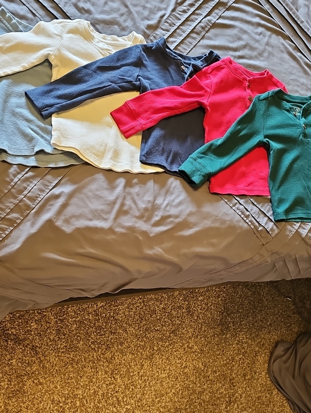 2T Kids Henley's Long-Sleeve Tops - Blue, White, Navy, Red, Green